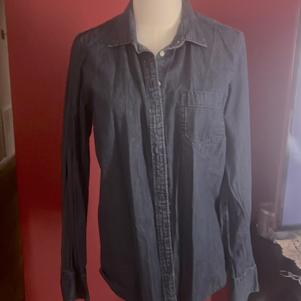 J Crew long sleeve blue Jean top